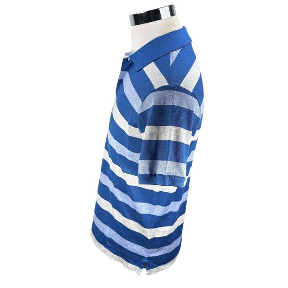 Paul & Shark Yachting Polo Shirt Men’s Medium Blue Gray Striped Italy Cotton - Picture 5 of 12